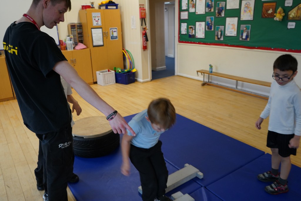 Coaching session at Spiral Freerun, athletes training in the Bedford facility