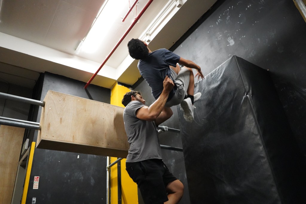 Parkour training session at Spiral Freerun in Bedford