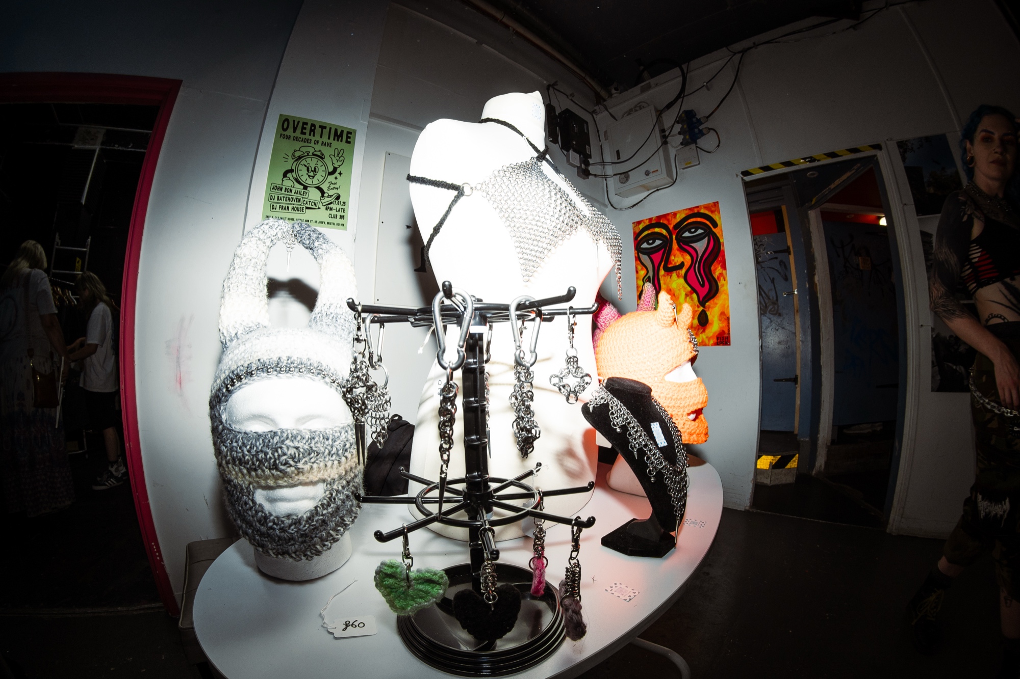 Chainmail art display at the Bristol V3 popup market