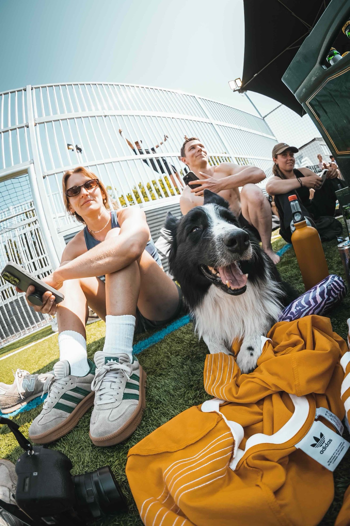 The STR!DE community gathering, athletes connecting between sessions at the Berlin festival